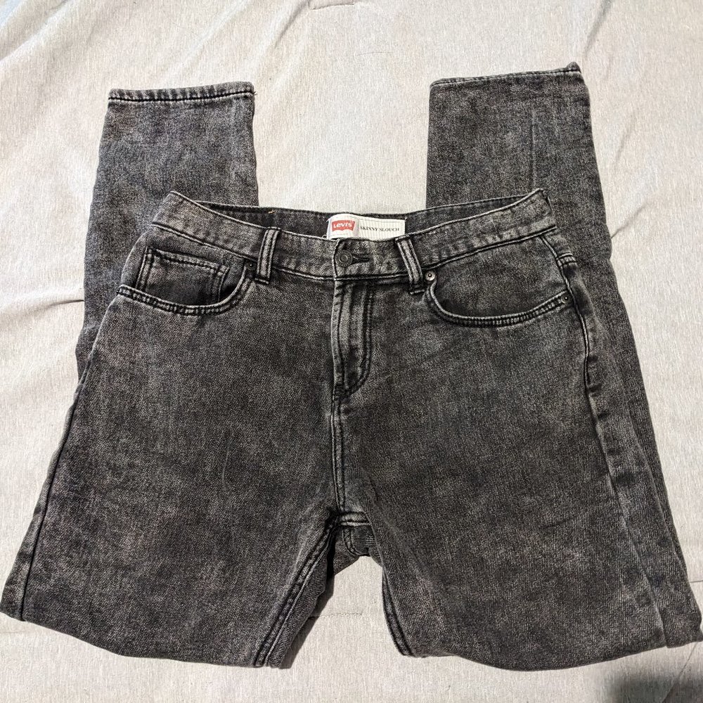 Levi's Skinny Slouch 29x29 men's black acid wash stretch sweatpants jeans